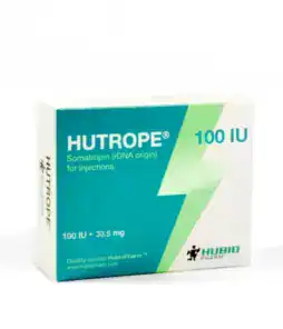 Hutrope peptide supplement box with 100 IU dosage for injections.