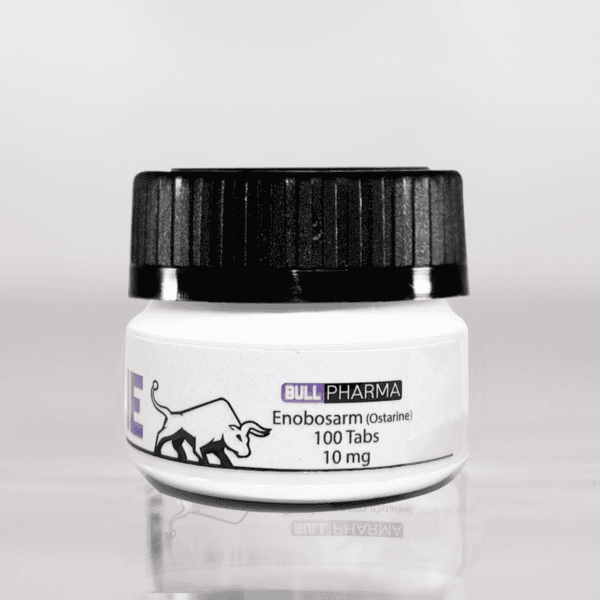 Enobosarm (Ostarine) supplement bottle for muscle growth and performance enhancement.