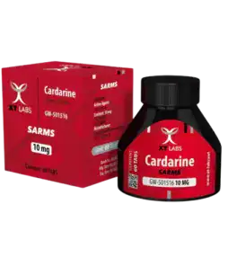 Cardarine SARMS 10mg supplement bottle and box for muscle enhancement.