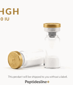 HGH peptide vial for muscle growth and anti-aging, 10 IU dosage.