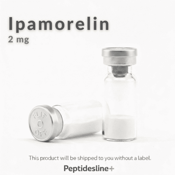 Ipamorelin peptide vial for muscle growth, recovery, and anti-aging benefits. High-quality peptides.
