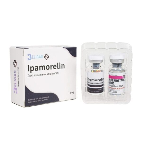Ipamorelin peptide vial for muscle growth and anti-aging benefits. High-quality research chemical fo.