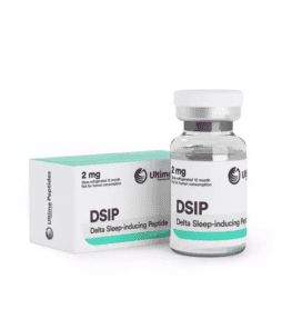 DSIP peptide vial and box for sleep enhancement and relaxation.