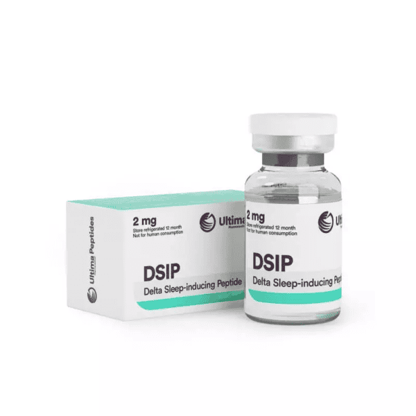 DSIP peptide vial and box for sleep enhancement and relaxation.