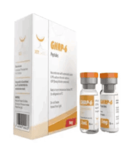 Vial of GHRP-6 peptide for muscle growth and recovery, available at Peptidesline with quality assurance.