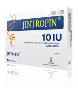 Jintropin 10 IU human growth hormone injection for muscle growth and anti-aging.