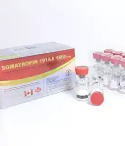 Somatropin 191AA peptide vials for growth hormone therapy.