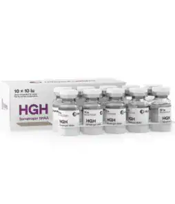 Ampoules with HGH for muscle growth and hormone support.