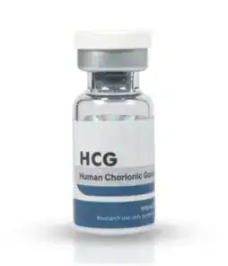 HCG injection vial for hormone therapy and fertility treatments.