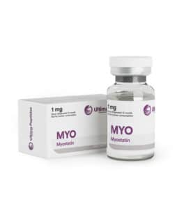 Myostatin peptide vial for muscle growth and recovery.