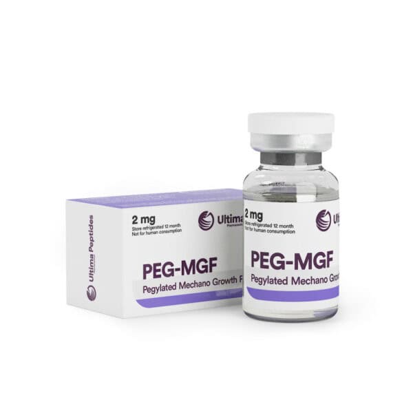 Peg-MGF peptide vial for muscle recovery and growth, 2mg dosage.