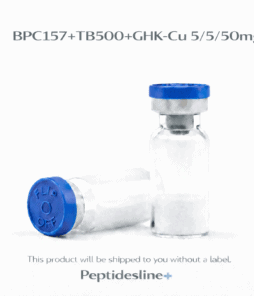 High-quality peptide vial with GHK-Cu and TB500, promoting skin repair and anti-aging effects.