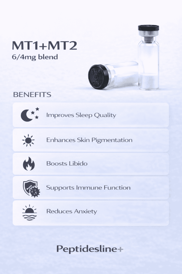 Vial of peptides for skin and health benefits.