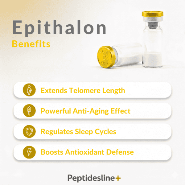 Epitalon peptide supplement bottle for anti-aging and sleep cycle regulation.