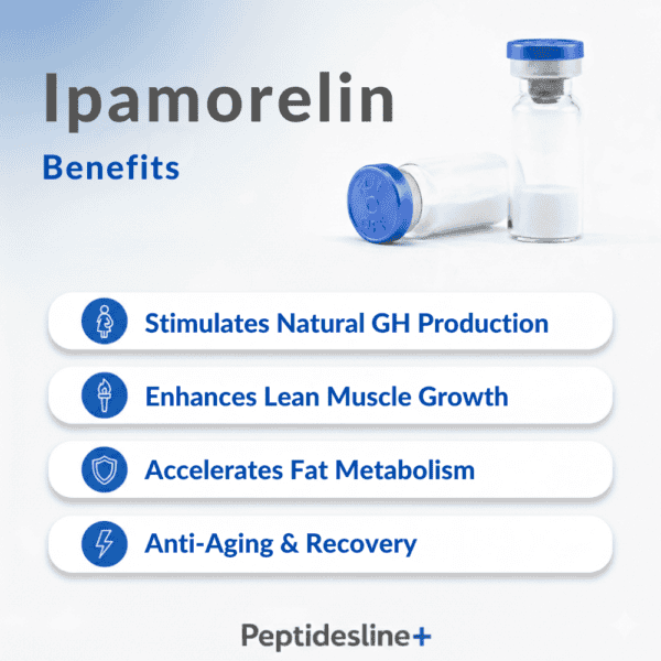 Ipamorelin peptide vial for natural growth hormone stimulation and muscle growth.