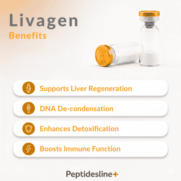 Livagen peptide vial for liver health, detox, and immune support.