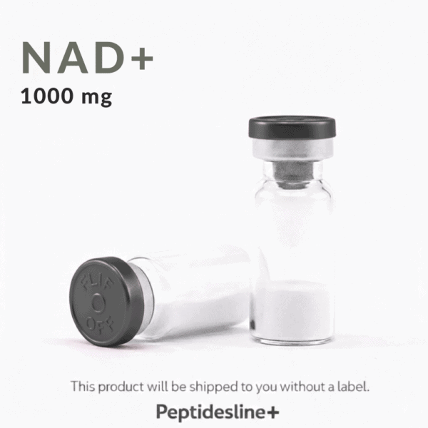 NAD+ 1000 mg supplement vial for energy and anti-aging support.