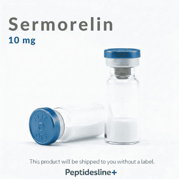 Sermorelin 10 mg vial for peptide therapy, high-quality and pure, ideal for anti-aging and growth ho.