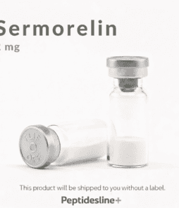 Sermorelin 2 mg vial for peptide therapy, shipped without label, from Peptidesline.