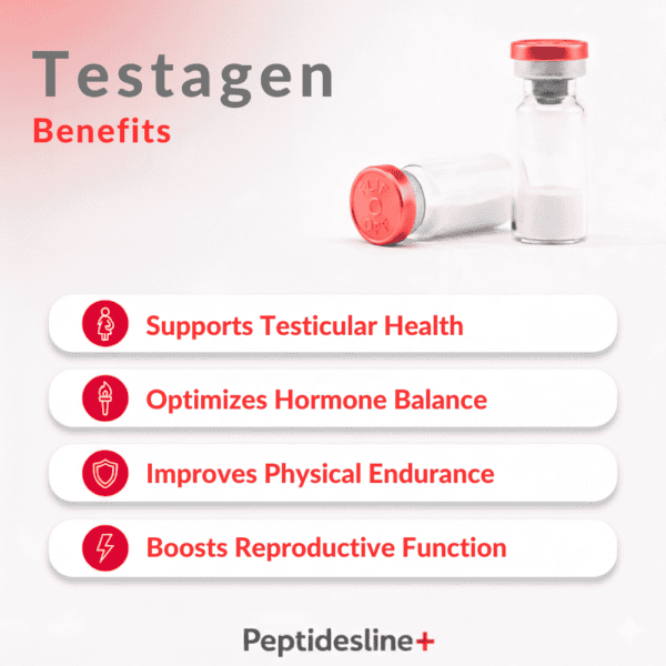 Peptidesline Testagen supplement for testosterone support and hormone balance.
