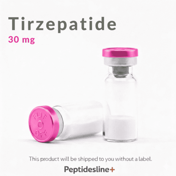 Tirzepatide 30 mg vial for weight management and diabetes treatment. High-quality peptides from Pept.